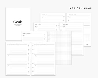 Inserciones de planificador de objetivos minimalistas / Páginas de planificador imprimibles