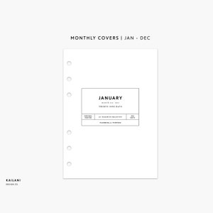 A5 12 Monthly Planner Dashboard Set, Printable Dividers, A5 Monthly Dashboard, January - December Covers, LV Agenda