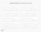 A5 Wide 100 Book Challenge Tracker, Bookshelf Reading Log (PDF Pattern)