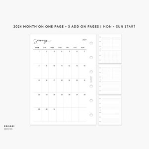 2024 Pocket Monthly Planner Printable, 2024 Monthly, Month On One Page, Filofax Inserts