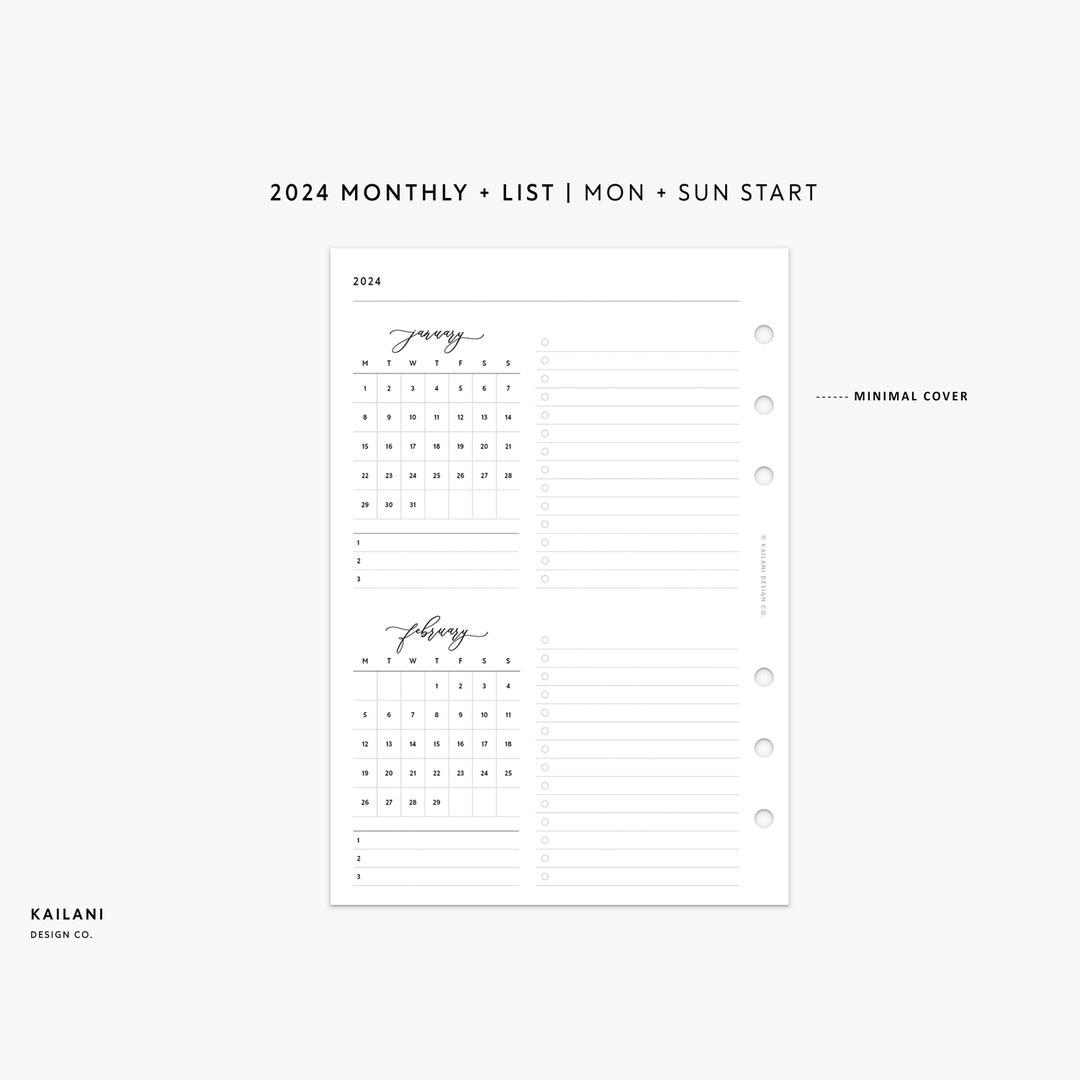 Personal Wide 2024 Dated Monthly Planner, Personal Wide Inserts, at A ...