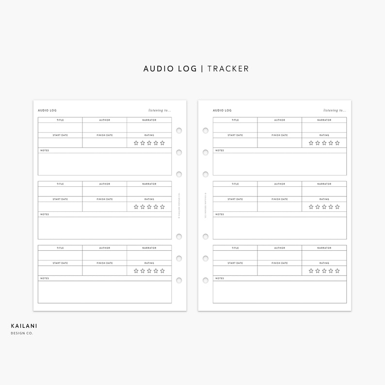 B6 Rings Audio Log, Podcast Review Planner (printable Insert) - Etsy