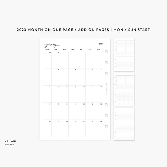 Personal Wide 2023 Dated Monthly Planner Personal Wide Etsy