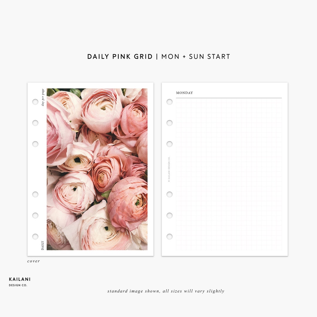 A6 Daily Planner Insert, Pink Grid, Day per Page (digital Download) - Etsy