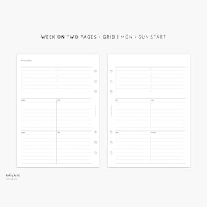 A5 Undated Weekly Planner Printable Planner Inserts, Week on Two Pages, WO2P, Undated Weekly, A5 Habit Tracker, A5 GRID