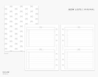 FC Compact INBOX and LIST Inserts, Minimal Design, Task Printable, Bow Insert