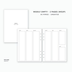 A5 Weekly Planner Inserts, Erin Condren Inserts, Week on Two Pages, Printable Weekly Planner, A5 Inserts, Undated Weekly
