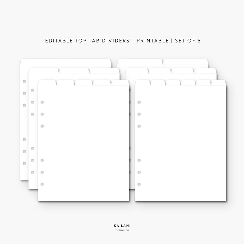 A5 Editable Dividers Printable Divider Tabs Top Tab Dividers Etsy