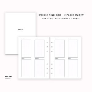 Personal Wide Weekly Planner Inserts, Erin Condren Inserts, Weekly Agenda, Weekly Planner Printable, Week on two Pages, Undated Weekly