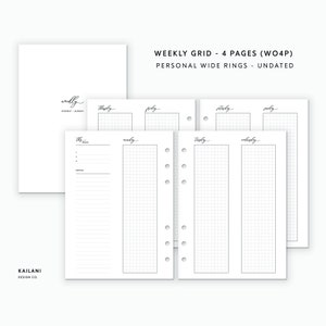 Personal Wide Weekly Planner Inserts, Erin Condren Inserts, Weekly Agenda, Weekly Planner Printable, Personal Wide Inserts, Undated Weekly