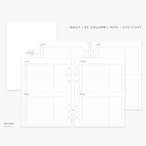 A5 Daily Planner Printable, 2 Days on 1 page, Erin Condren Inserts, Week on Four Pages, Printable Weekly Planner, A5 Inserts, Undated Weekly