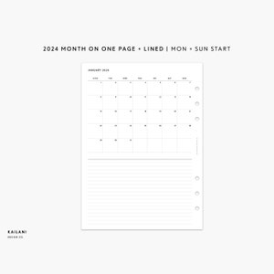 2024 A5 Monthly Planner Printable Insert, Month On One Page Printable, Printable Monthly Planner Inserts, A5 Planner Printable Monthly