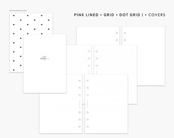 Printable Notes PINK A5 Wide Insert, Dot Grid, Lined, Grid Notes, Notes Planner Refill Pages, Planner Note, Minimal Printable Planner Insert
