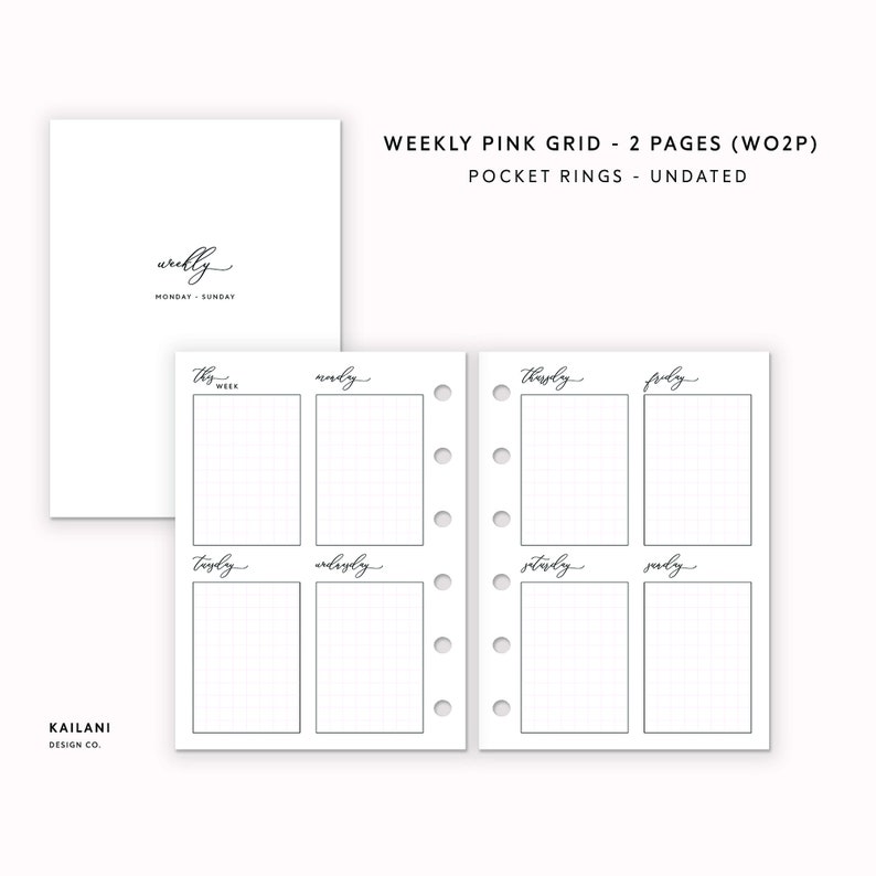 Pocket Rings Inserts Weekly Planner Inserts Weekly Agenda - Etsy