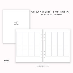 A5 Breiter Wochenplaner Erin Condren Inserts, Woche auf zwei Seiten, druckbarer Wochenplaner, Undatiert Weekly, A5 Wide Insert