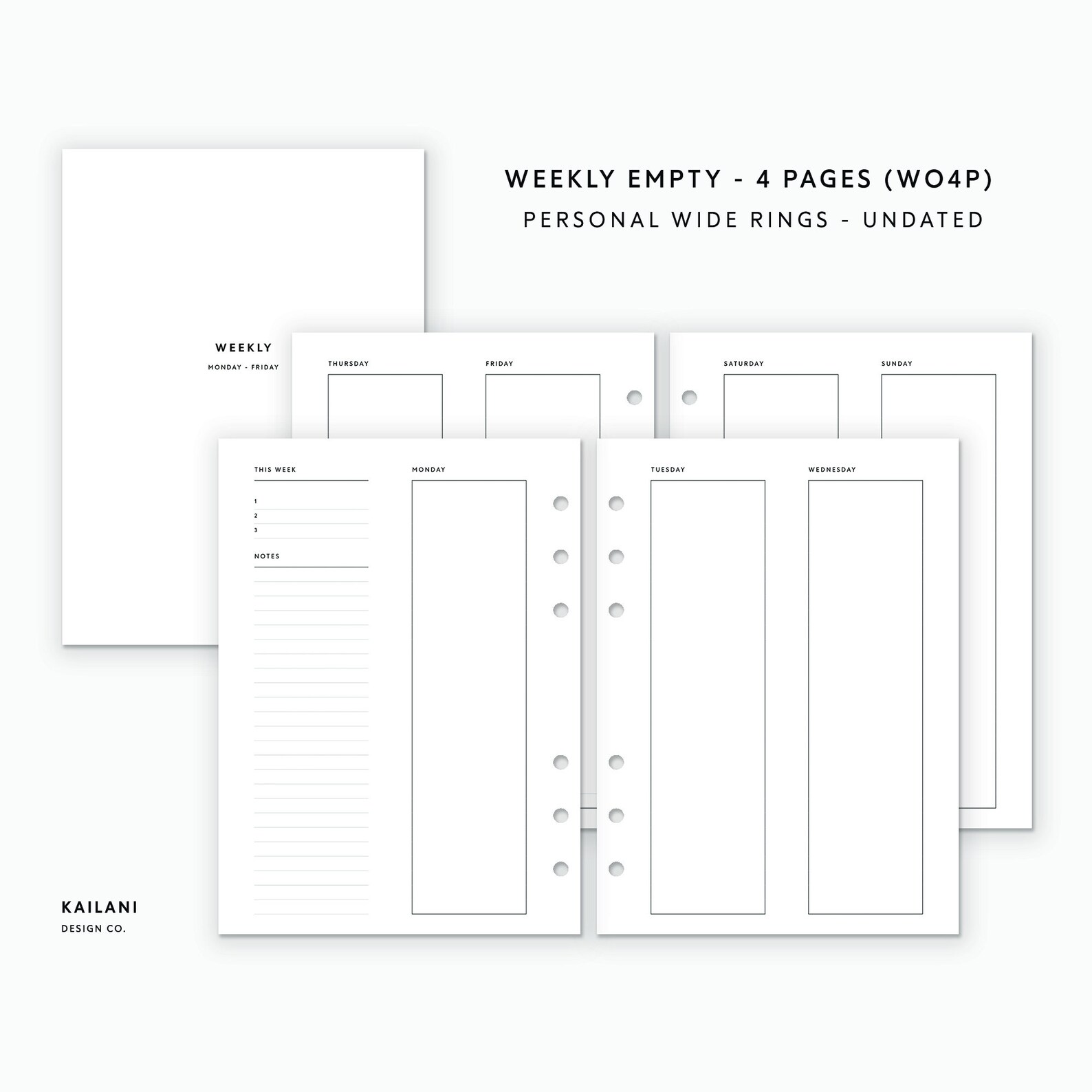 Personal Wide Weekly Planner Inserts Erin Condren Inserts - Etsy