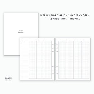 A5 Wide Weekly Planner Inserts, Erin Condren Inserts, Week on Two Pages, Printable Weekly Planner, Undated Weekly, A5 Wide Insert