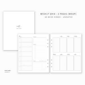 A5 Breite Wochenplaner Einlagen, Erin Condren Einlagen, Woche auf zwei Seiten, druckbarer Wochenplaner, Undatiert Weekly, A5 Breite Einlage