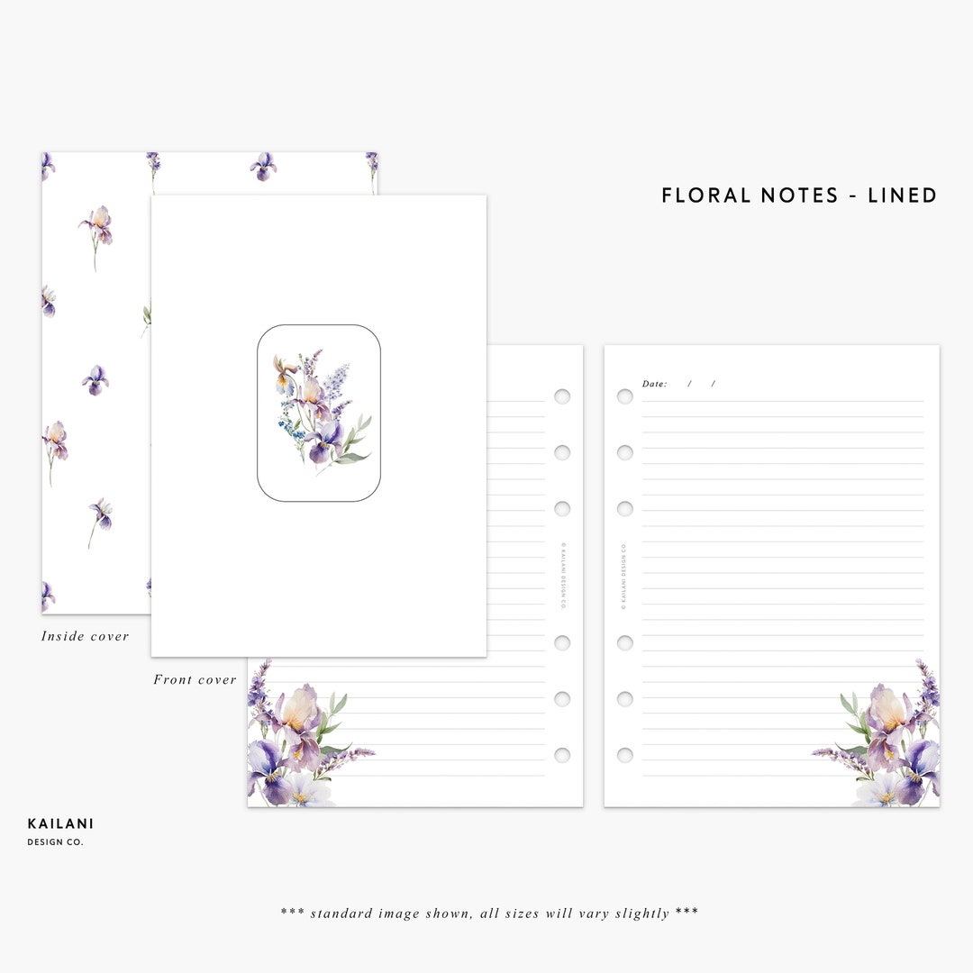 Floral Half Letter Lined Notes, Journal Inserts (PDF Pattern) - Etsy