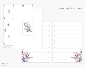 Floral Half Letter Lined Notes, Journal Inserts (PDF Pattern)