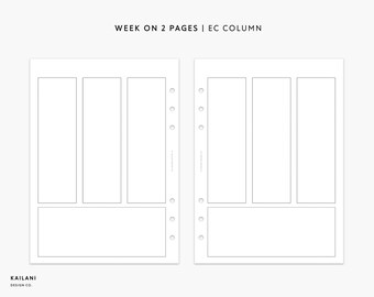 A5 Weekly Planner Inserts, Week on Two Pages (PDF Printable)