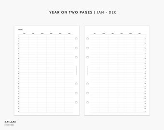 A5 Undated Yearly Planner, Year at a Glance (PDF)