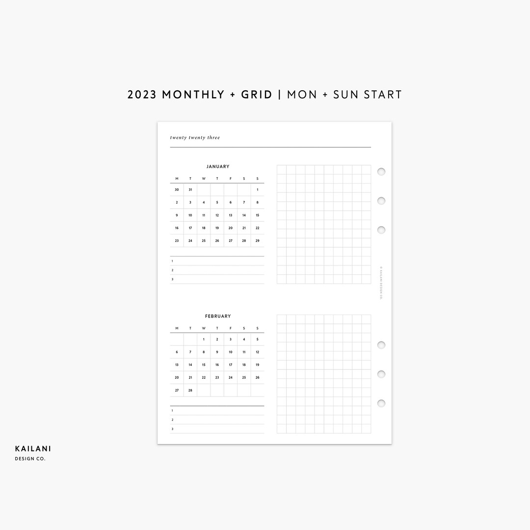2023 a5 monthly planner printable insert two months on one etsy israel