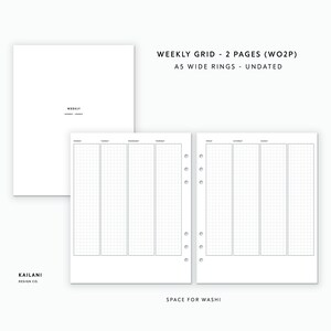 A5 Breiter Wochenplaner Erin Condren Inserts, Woche auf zwei Seiten, druckbarer Wochenplaner, Undatiert Weekly, A5 Wide Insert