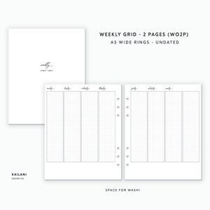 A5 Wide Weekly Planner Erin Condren Inserts, Week on Two Pages, Printable Weekly Planner, Undated Weekly, A5 Wide Insert