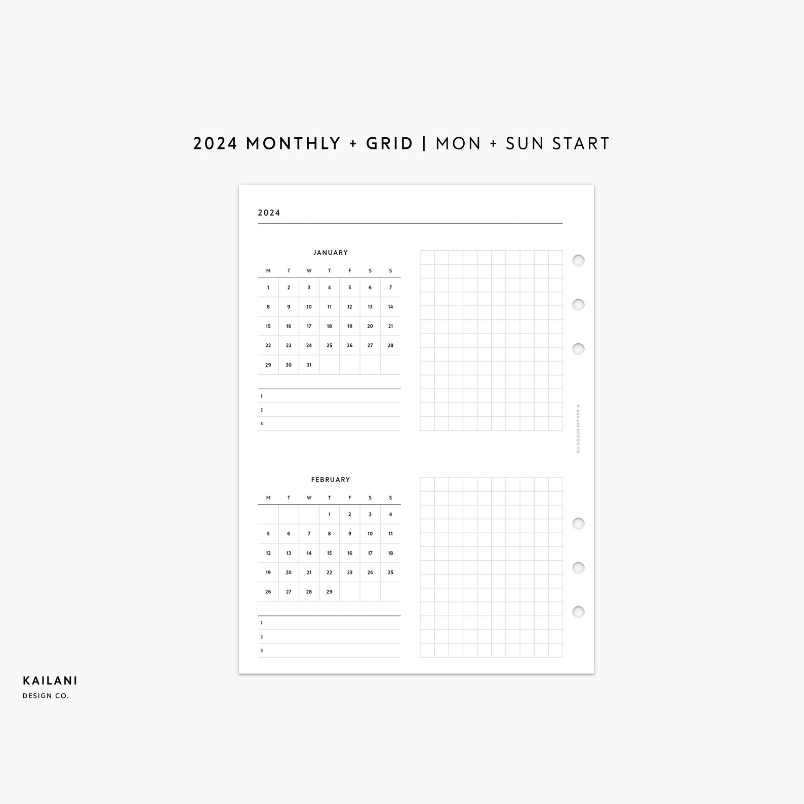 2024 A5 Monthly Planner Printable Insert, Two Months on One Page ...