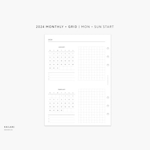2024 A5 Monthly Planner Printable Insert, Two Months on One Page Printable, A5 2024 Calendar, A5 Planner Printable Monthly