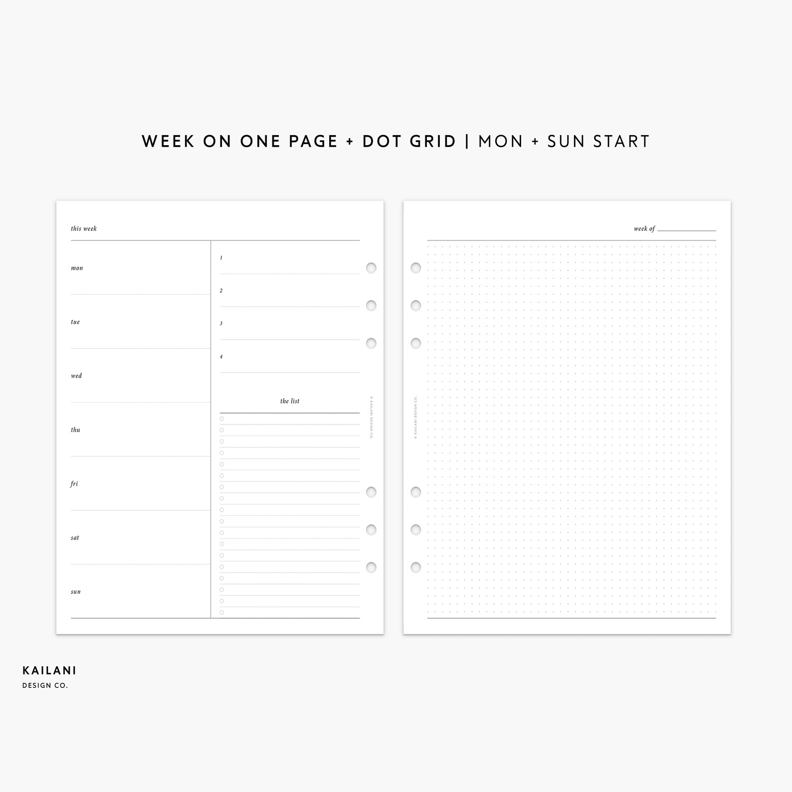 A5 Undated Weekly Planner Printable Planner Inserts, Week on Two Pages ...
