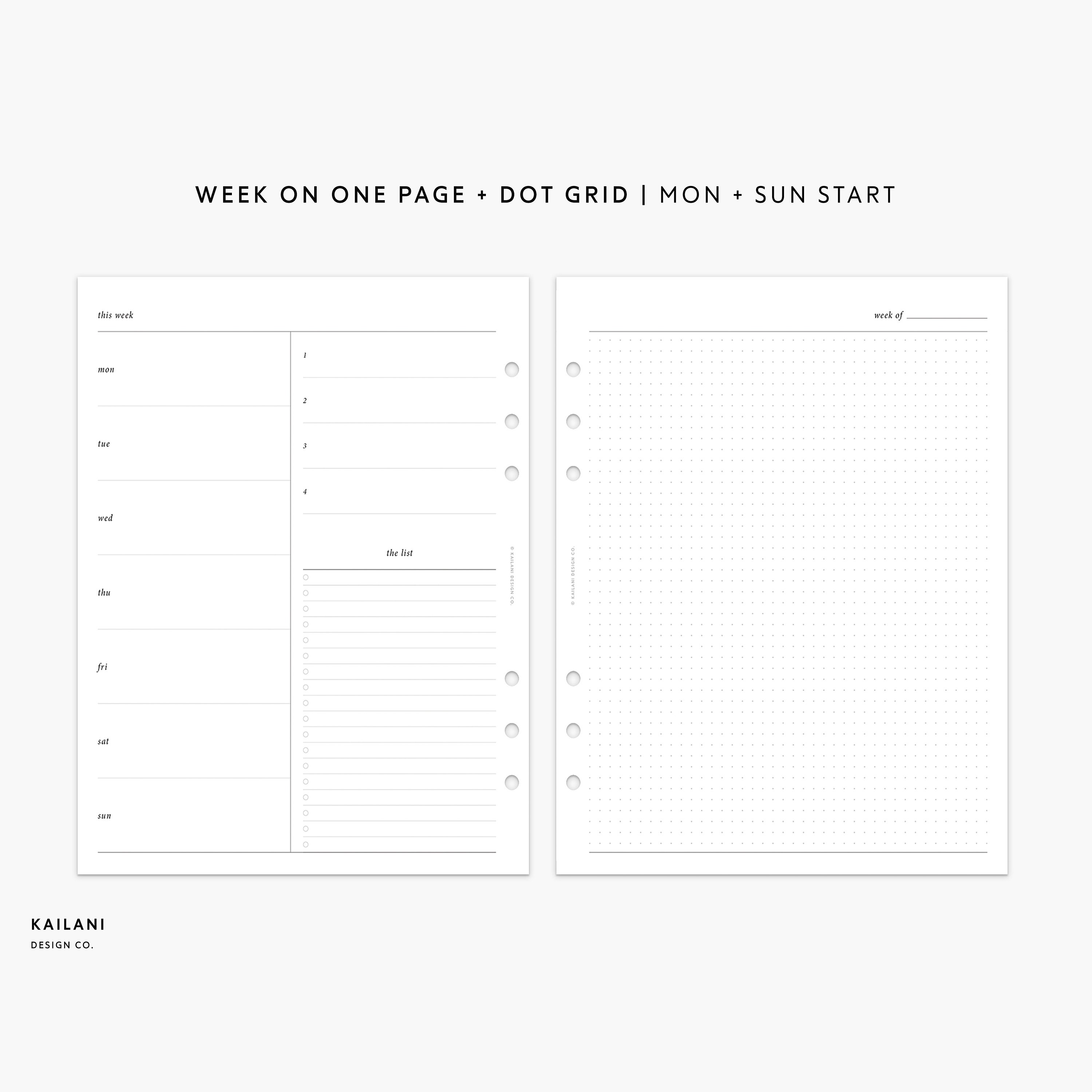 A5 Undated Weekly Planner Printable Planner Inserts, Week on Two Pages ...