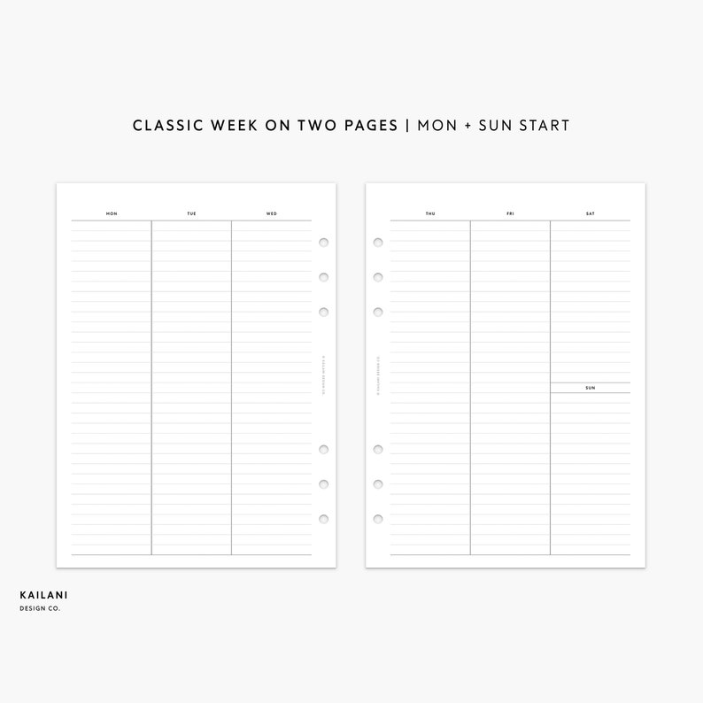 A5 Undated Weekly Planner Inserts, Grid Printable (PDF) - Etsy