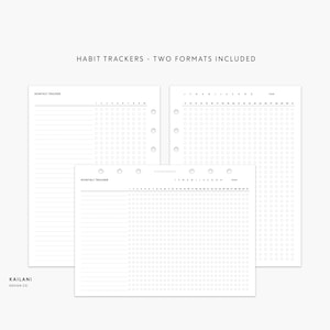 B6 Habit Tracker. Monthly Tracker, Goal Tracking, Goal Planner Setting, 2 Designs Included, B6 Minimal Insert