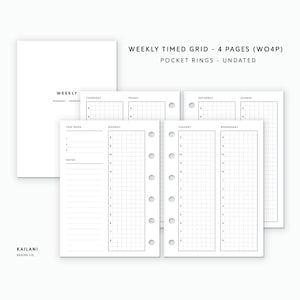 Pocket Rings Inserts, Weekly Planner Inserts, Weekly Agenda, Printable Weekly Planner, Undated Weekly, Minimalist, Pocket Inserts Printable
