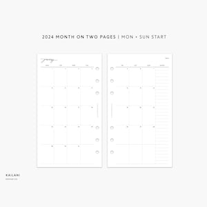 2024 Personal Monthly Planner Inserts, Personal Month on Two Pages, Personal Filofax, Louis Vuitton &#39;MM&#39; Agendas, Personal Rings printable
