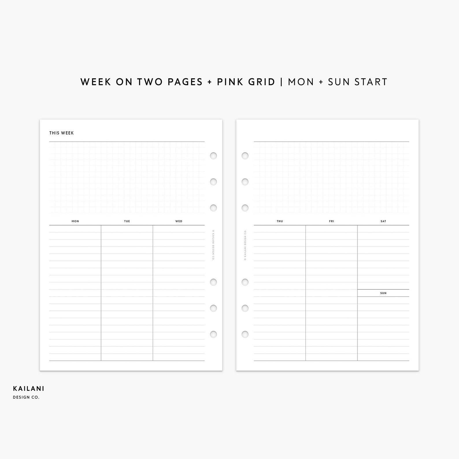 B6 Rings Undated Weekly Planner Inserts, Week on Two Pages, WO2P ...