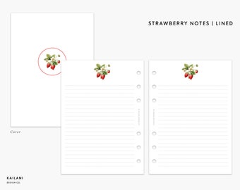 Strawberry Floral Half Letter Lined Notes (Digital Download)