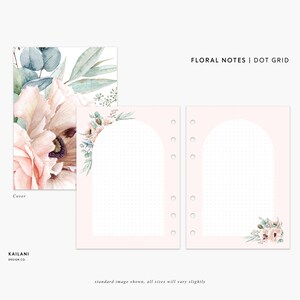 Personal Wide Floral Notes Dot GRID, Dot Grid, Floral Inserts, Notes, Journal, To-Do Lists, Personal Grid