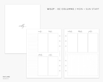 B6 Rings Weekly Planner Inserts, Erin Condren Inserts, Week on Two Pages, Printable Weekly Planner, Undated Weekly, B6 Inserts