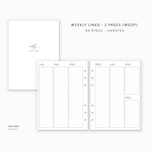 B6 Ringe Wochenplaner Einsätze, Erin Condren Einsätze, Woche auf zwei Seiten, druckbarer Wochenplaner, undatiert wöchentlich, B6 Einsätze