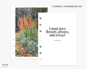 B6 Printable Dashboard Set, Monet Floral Theme (PDF Pattern)