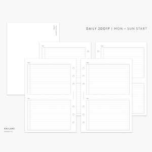 Personal Wide Daily Planner Inserts, Daily To Do Inserts, Daily Agenda, Weekly Printable, Undated Daily, 2 Days on 1 Page