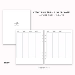 A5 Wide Weekly Planner Erin Condren Inserts, Week on Two Pages, Printable Weekly Planner, Undated Weekly, A5 Wide Insert
