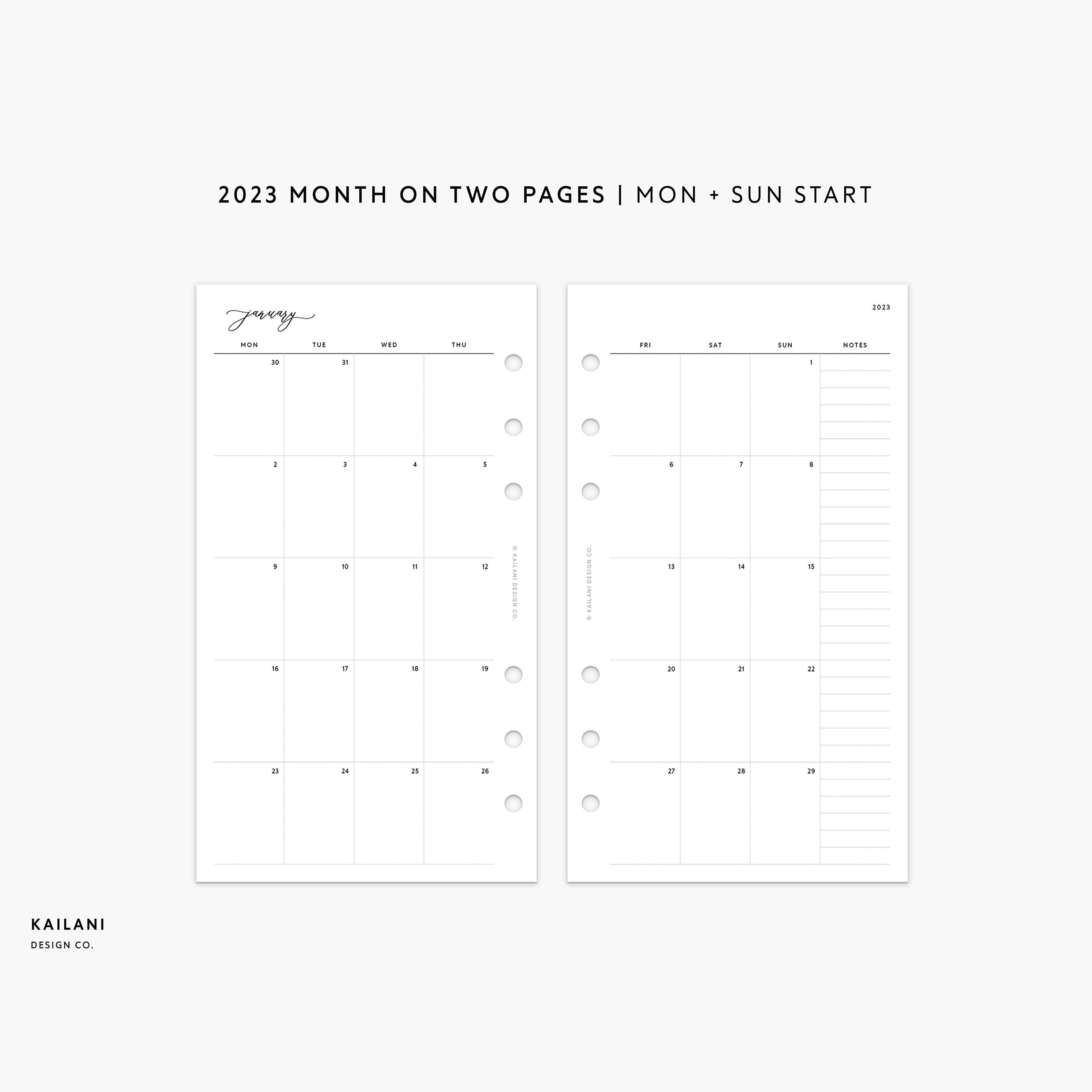 Agenda-PM-Inserts-Blank-Monthly-Weekly-Refills Fits For PM Size Agenda  #00014