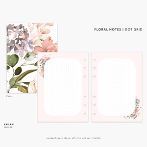Personal Wide Floral Notes Dot GRID, Dot Grid, Floral Inserts, Notes, Journal, To-Do Lists, Personal Grid