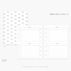 A6 INBOX and LIST Inserts, Minimal Design, Tasks, PRINTABLE, Bow Insert