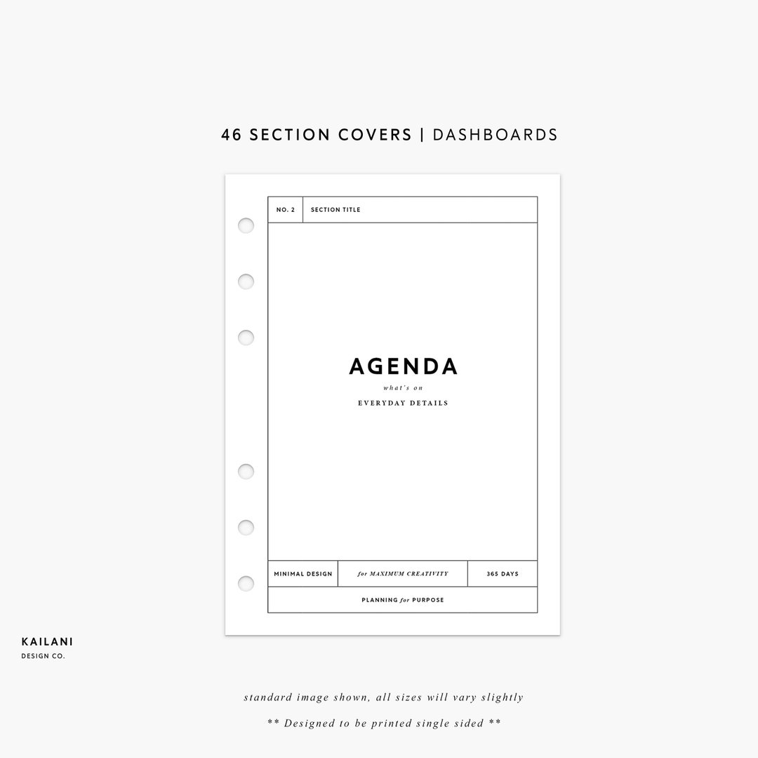 A6 Section Dashboards, Printable Dividers, A6 Printable Dashboard, 46 ...