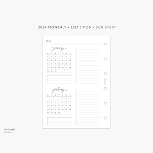 Pocket At A Glance Monthly Planner Printable, 2024 Monthly, Two Months On One Page, Filofax Inserts, Pocket Grid, Pocket 2024 Calendar